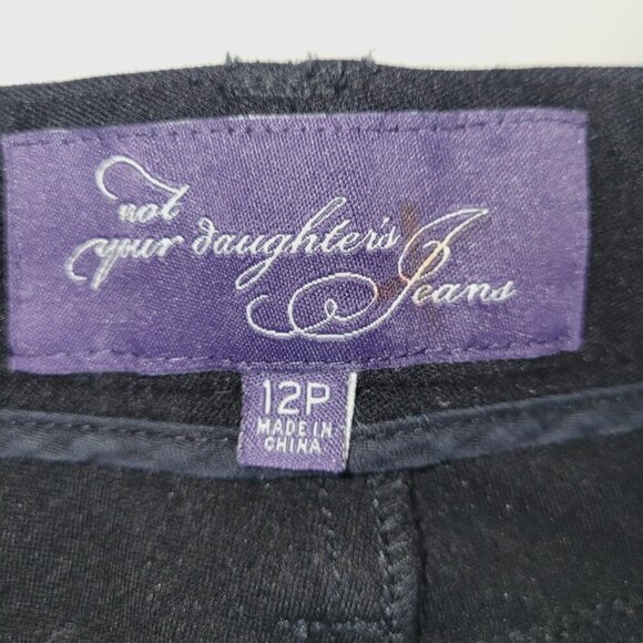 NYDJ Classic Straight Leg Knit Trouser Pant Black Women's Size 12P - Picture 8 of 12